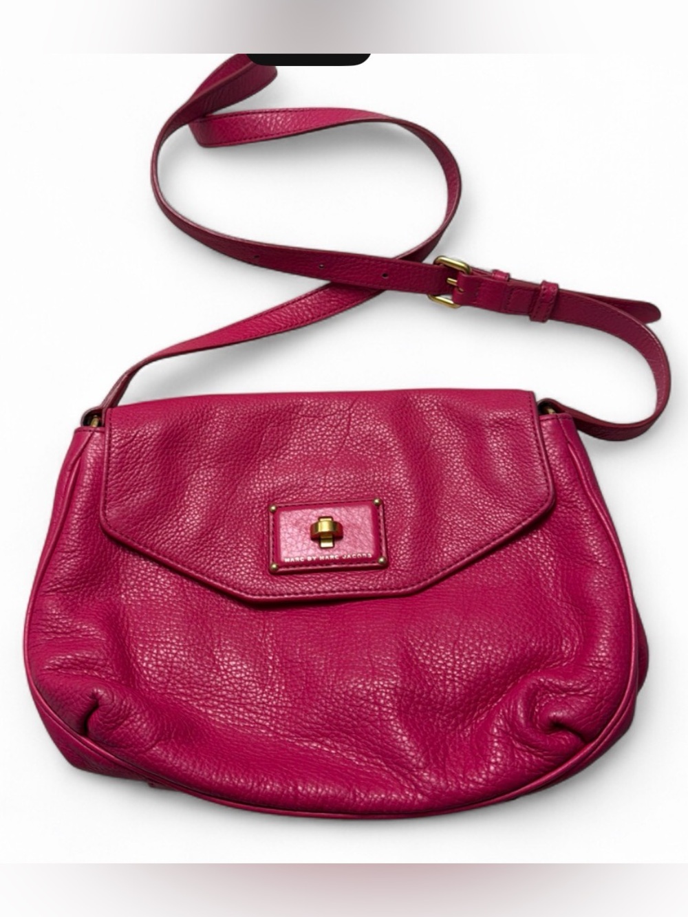 Marc by Marc Jacobs Fuchsia Pebble Leather Crossbody with Gold Hardware